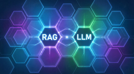 Retrieval augmented generation large language model artificial intelligence technology concept illustrating advanced machine learning innovation for enterprise solution development computational trans