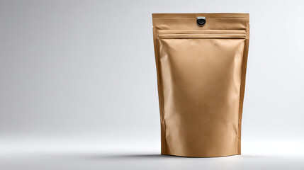 Realistic kraft coffee bag with air valve isolated on clean white background