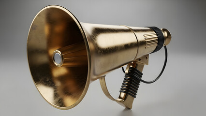 Luxurious Golden Megaphone: Amplifying Voice, Marketing & Public Speaking Symbol