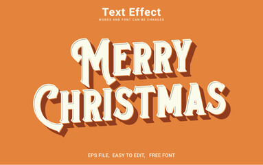 Editable 3d style merry christmas text effect in Illustrator