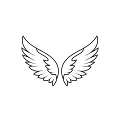 Fototapeta premium Elegant Angel Wings Outline Design for Creative Projects 1.