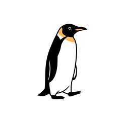 Fototapeta premium Vector icons Cute Cartoon Emperor Penguin Standing Isolated on White Background. EPS Editable
