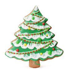 Decorated Christmas tree gingerbread cookie