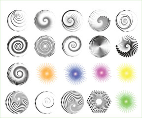 Modern geometric spiral shapes vector, clean design suitable for print and digital use.