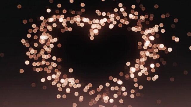 Minimal abstract Valentine&rsquo;s Day background with soft pink and golden bokeh lights forming a subtle heart-like flow, cinematic lighting, elegant premium mood, seamless loop, and clean center space for