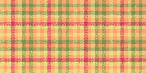 Sexual fabric check vector, small background pattern seamless. American tartan plaid texture textile in orange and yellow colors.