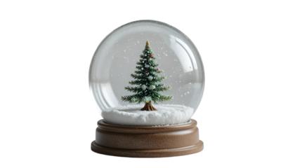 Vibrant Christmas snow globe with mini tree and snowflakes