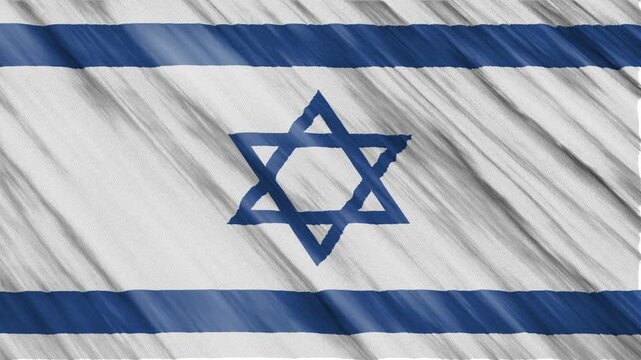 Israel flag animation moving with realistic fabric texture and shadows and highlights.Representation of israel nation with its national flag.Israel war against palestines in 2023. zionist flag video