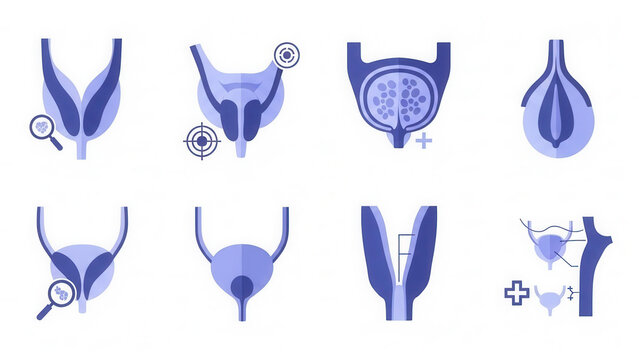 Comprehensive Medical Illustrations Showcasing Male Reproductive System Anatomy and Diagnostic Tools