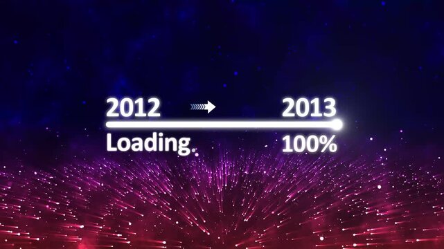 Futuristic Digital Timeline Transition Loading Animation from 2012 to 2013 Representing Technology Evolution Background