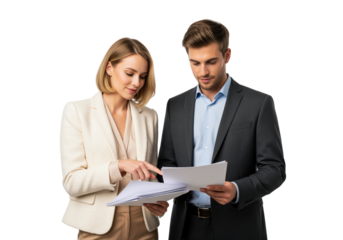 Contract review meeting with colleagues examining paperwork, woman pointing to a page as a partner checks documents for approval and signature during client agreement preparation process