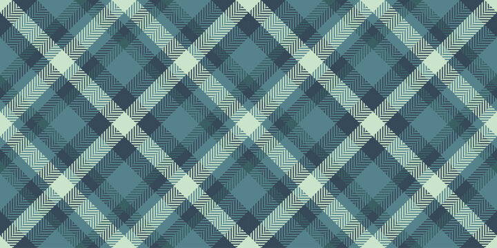 Duvet texture fabric check, single vector seamless textile. Ornate plaid tartan pattern background in cyan and light colors.