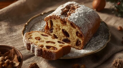 Fototapeta premium Traditional German Christmas Stollen Cake