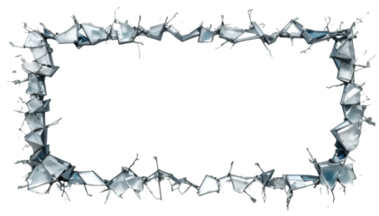 Broken glass frame on black background for creative design