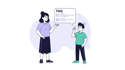 Educational Interaction Between a Female Educator and a Young Student Discussing FAQs