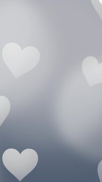 Cool Grayblue Heart Bokeh Drifting Over Soft Gradient, Serene Animation For Tech Anniversary Promos And Modern Social Content