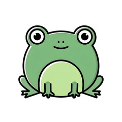 Obraz premium Cute Green Frog Cartoon Character, Kawaii Froggy Illustration Isolated on White Background