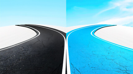 二つの異なる色の道路の風景