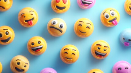 Emojis of Expression: An array of cheerful emojis, each conveying a distinct emotion, form a vibrant pattern, ready to brighten any digital conversation.