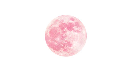 Pink full moon isolated on transparent background celestial body space and lunar glow