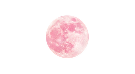 Pink full moon isolated on transparent background celestial body space and lunar glow