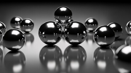 Shiny Metallic Spheres Reflecting Light in a Modern Studio Setting