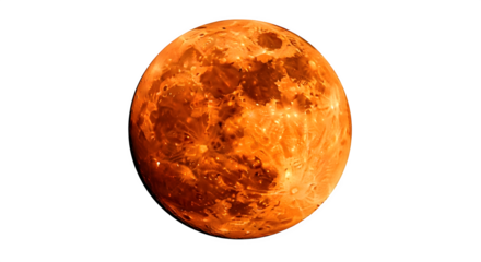 Detailed orange planet venus texture with visible surface features isolated on transparent background