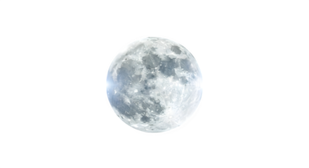 Detailed full moon isolated against a black background for compositing and design isolated on transparent background