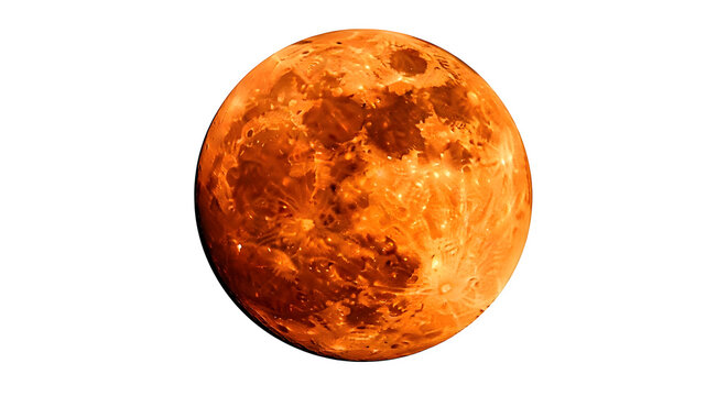 Detailed orange planet venus texture with visible surface features isolated on transparent background