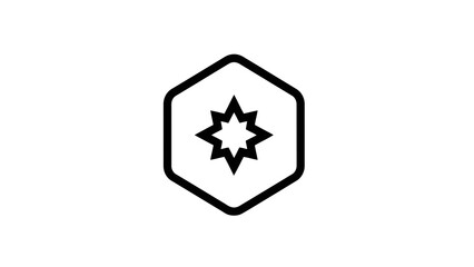 Obraz premium Stylized starburst icon inside a hexagon shape, clean minimalist vector art