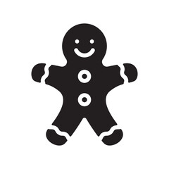 Obraz premium Gingerbread man cookie icon. Christmas, Xmas black cookie symbol. Holiday festive food concept. Editable stroke. Flat element design. Vector illustration.
