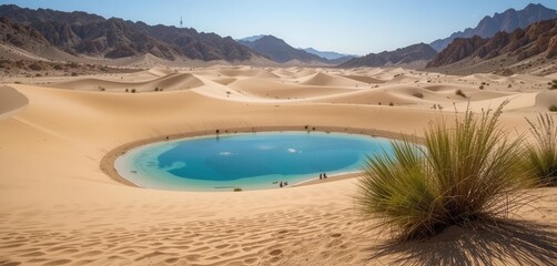 Panoramic view of the Maspalomas Sand Dunes in Gran Canaria Generative AI Panoramic view of the Maspalomas Sand Dunes in Gran