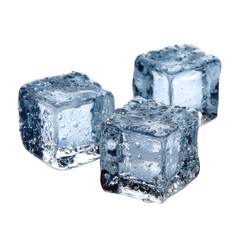 Obraz premium Close-up of Three Transparent Ice Cubes isolated on transparent background