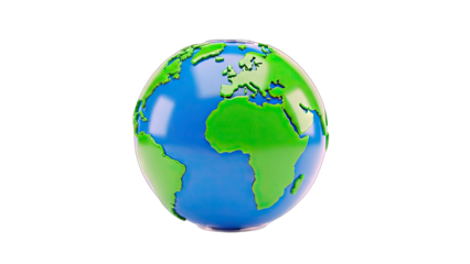 3D Globe of Earth on White Background