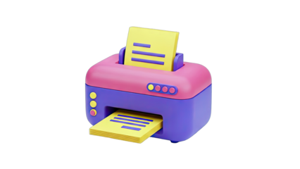 3D Printer Printing Documents on White Background