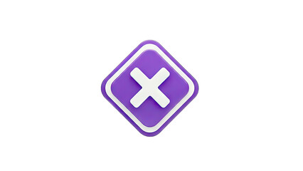 Obraz premium 3D Rendered Purple X Mark Icon on White Background