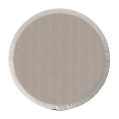 Minimalist round beige floor cushion with textured fabric and subtle ruffled edge