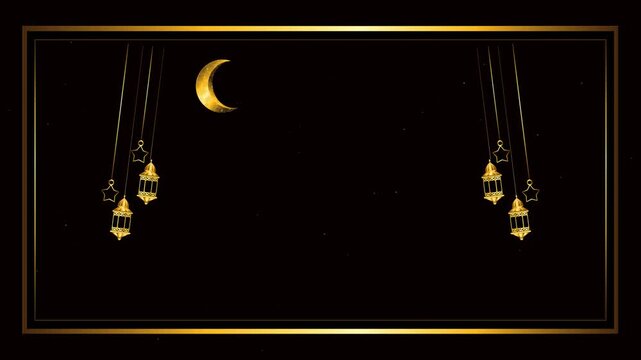 golden islamic banner on the black background