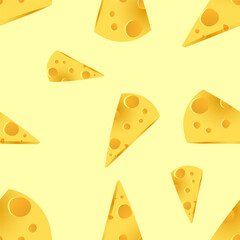 yellow background witn piece of triangular cheese all over
