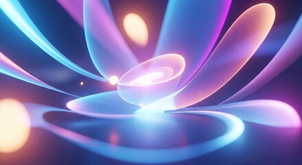 Abstract Flowing Neon Lights and Glowing Shapes in Dynamic Composition