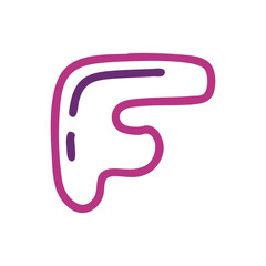 vibrant f letter doodle art with neon pink and purple outlines on black background