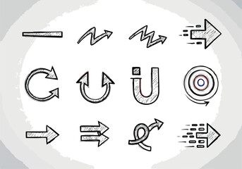 Obraz premium Doodle Arrow Vector Set Hand-Drawn Directional Symbols