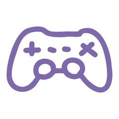 Purple video game controller icon on a stark black background for gaming enthusiasts