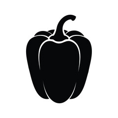 Obraz premium bell pepper silhouette vector illustration, Black bell pepper black and white vector design