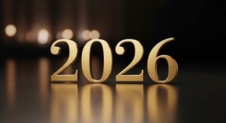 Golden year number 2026 shining brightly, representing future, celebration, and new beginnings.