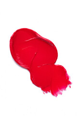 Single glossy red lip gloss swatch with a thick texture.