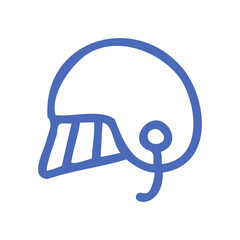 simple blue line art football helmet icon on a black background sport symbol