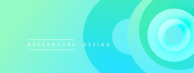Fototapeta premium Abstract gradient background. Circular layers create dynamic visual effect. Turquoise, teal hues dominate composition. Minimalist text present.