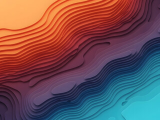 Fototapeta premium abstract digital landscape composed of smooth layered contours inspired by topography and fluid motion diagonal split with warm fiery orange red hues and cool indigo cyan tones overhead lighting casti