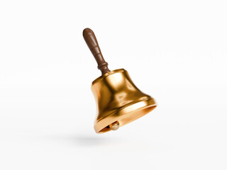 Golden Hand Bell Isolated on White Background